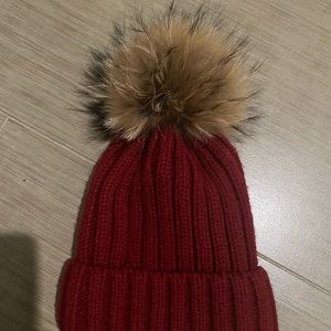 Organic Red beanie with fur